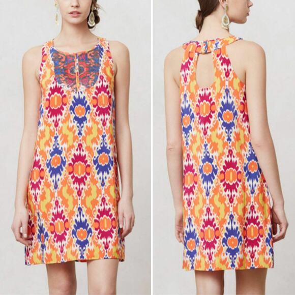 Floreat Anthropologie | Multi Color Kaleidoscope Sequin Silk Tunic Shift Dress - Picture 1 of 10